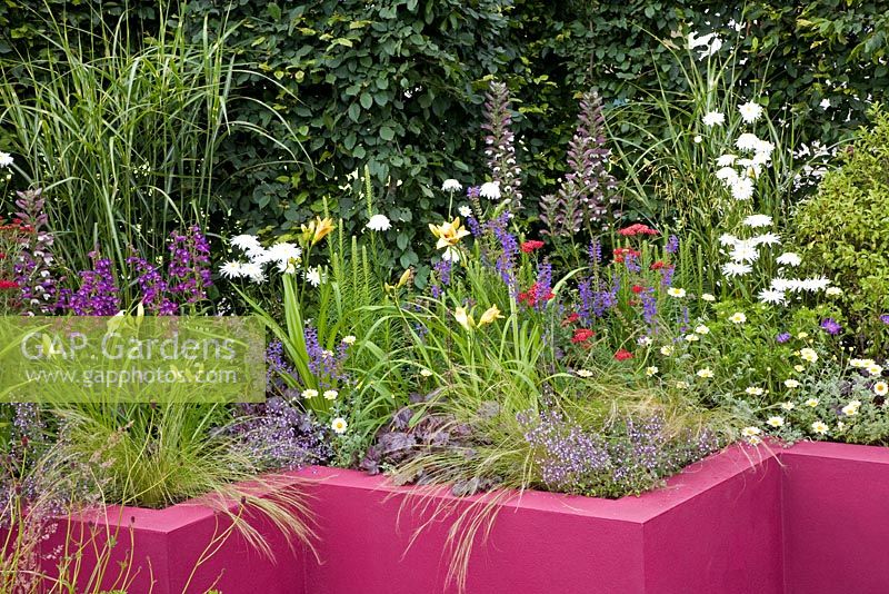 Parterre de fleurs surélevé coloré - 'The Centrepoint Garden', Hampton Court 2007