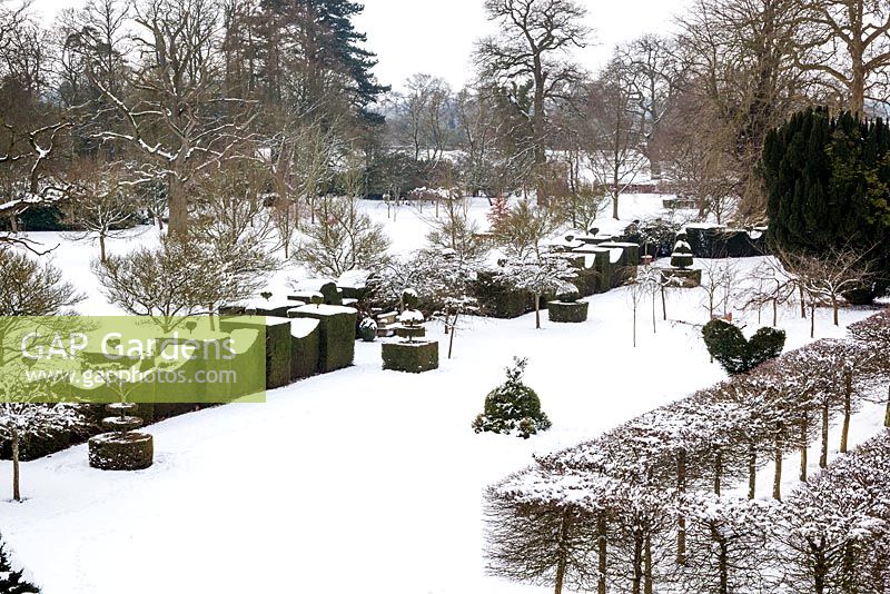 Jardin Highgrove dans la neige, janvier 2013