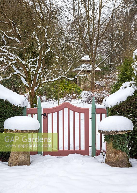 Passerelle vers le Cottage Garden, Highgrove dans la neige, janvier 2013