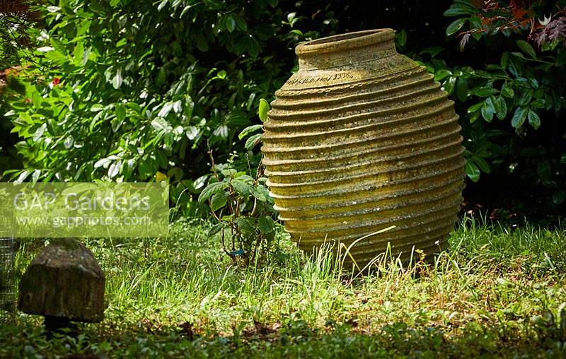 Grande urne caractéristique dans le pré de fleurs sauvages, Highgrove, juin 2019.
