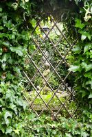 Hedera - Ivy entoure la vue dans le jardin secret avec une pièce d'eau au centre. Le jardin secret de Serles House, Wimborne, Dorset, UK