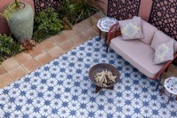 Vue aérienne du jardin patio de style marocain