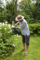 Le partenaire de la fille de Rosa Welsch, Peter, aide au jardinage