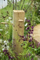 Mangeoire à oiseaux en bois à l'aide de cuillères en bois - The Wooden Spoon Garden, RHS Hampton Court Palace Garden Festival 2022