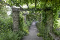 Pergola en pierre au jardin botanique de Winterbourne - juin
